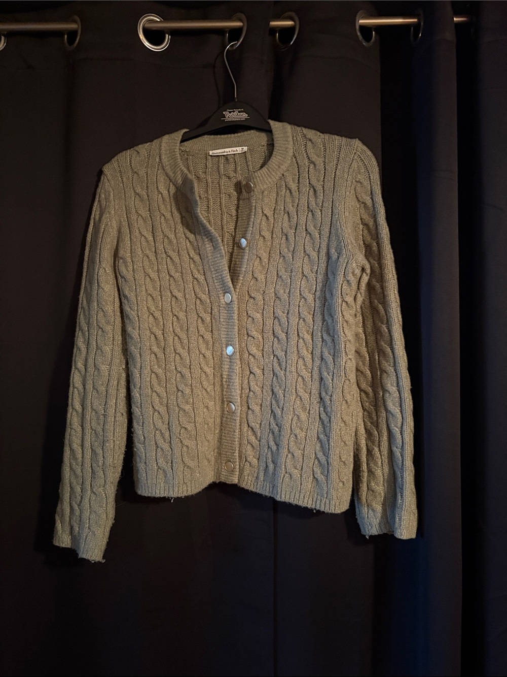 Cable Knit Button-Front Women's Sweater Cardigan - Gray